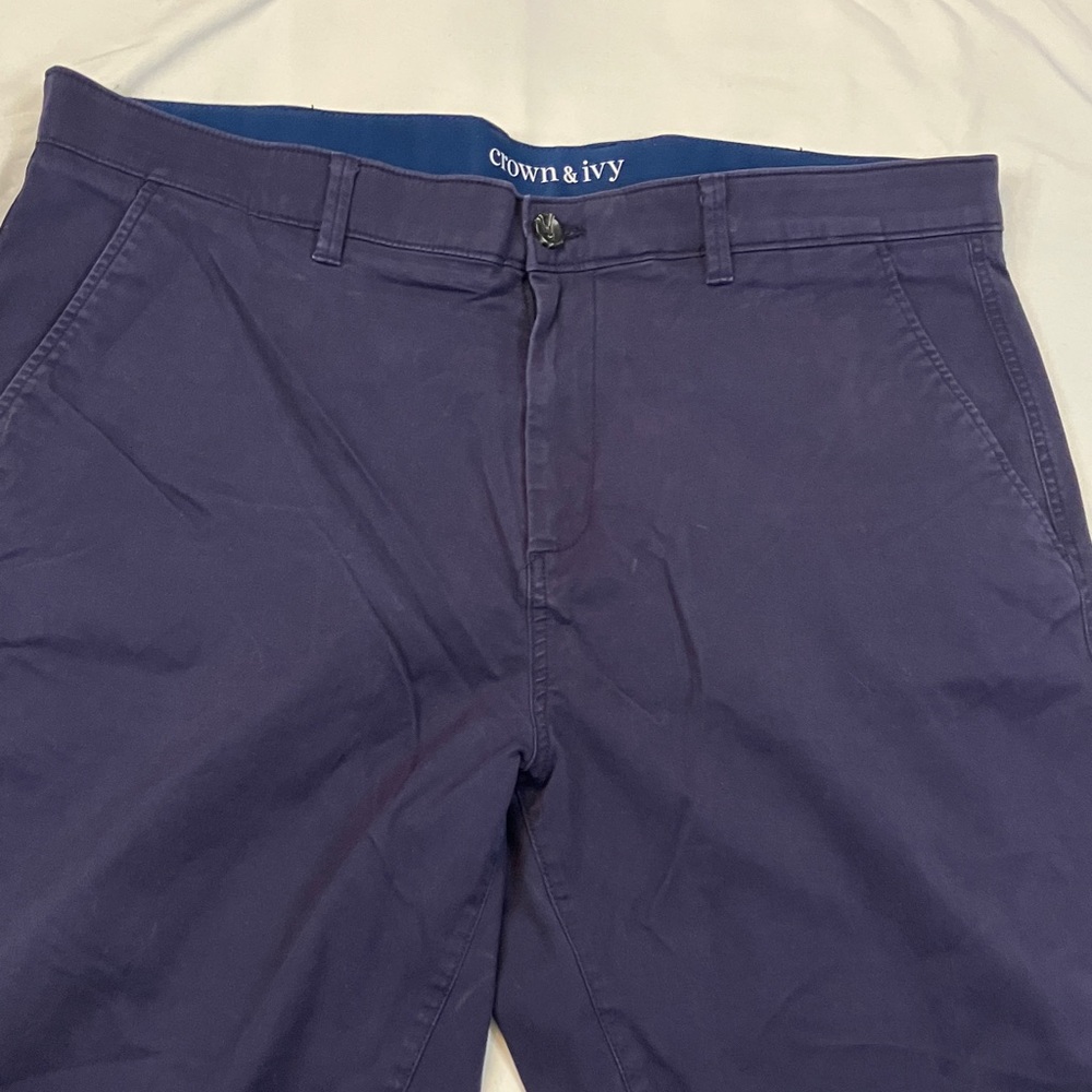 Crown & Ivy motion flex straight fit navy pants 38x32 - Picture 2 of 5